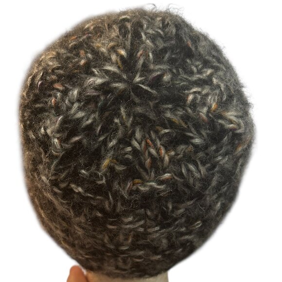 Pistil Knit Hat with Brim & Button Detail Gray White Orange Cozy Winter Beanie - Picture 4 of 5